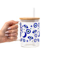 Evil Eye Glass Cup, Mug & Tumbler with Lid and Straw