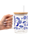 Evil Eye Glass Cup, Mug & Tumbler with Lid and Straw
