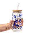 Evil Eye Glass Cup, Mug & Tumbler with Lid and Straw