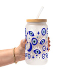 Evil Eye Glass Cup, Mug & Tumbler with Lid and Straw