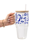 Evil Eye Glass Cup, Mug & Tumbler with Lid and Straw