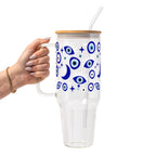 Evil Eye Glass Cup, Mug & Tumbler with Lid and Straw