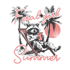 Feral Girl Summer Raccoon Glass Cup, Mug & Tumbler with Lid and Straw