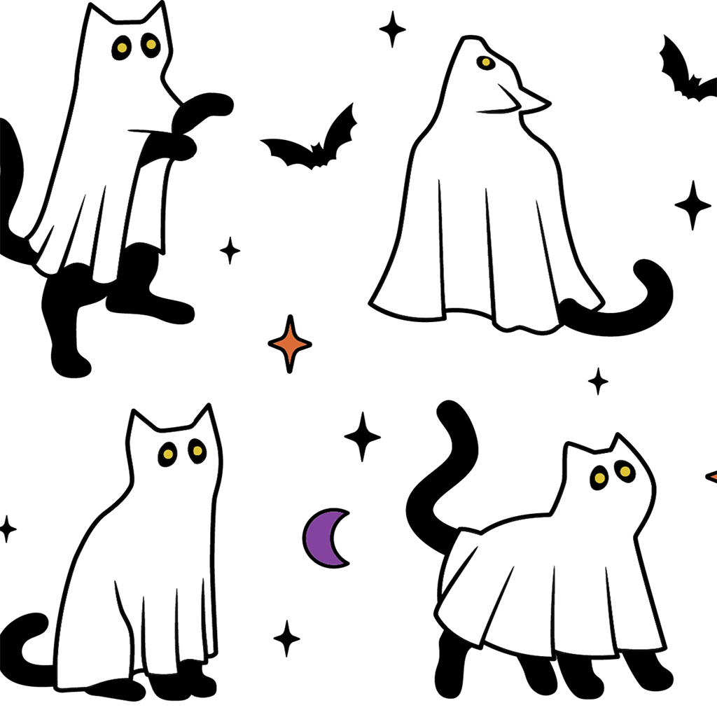 Ghost Cat Glass Cup, Mug & Tumbler with Lid and Straw