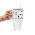 Ghost Cat Glass Cup, Mug & Tumbler with Lid and Straw