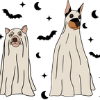 Ghost Dogs Halloween Glass Cup, Mug & Tumbler with Lid and Straw
