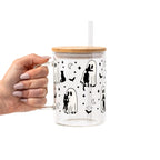 Ghost Holding Cats Glass Cup, Mug & Tumbler with Lid and Straw