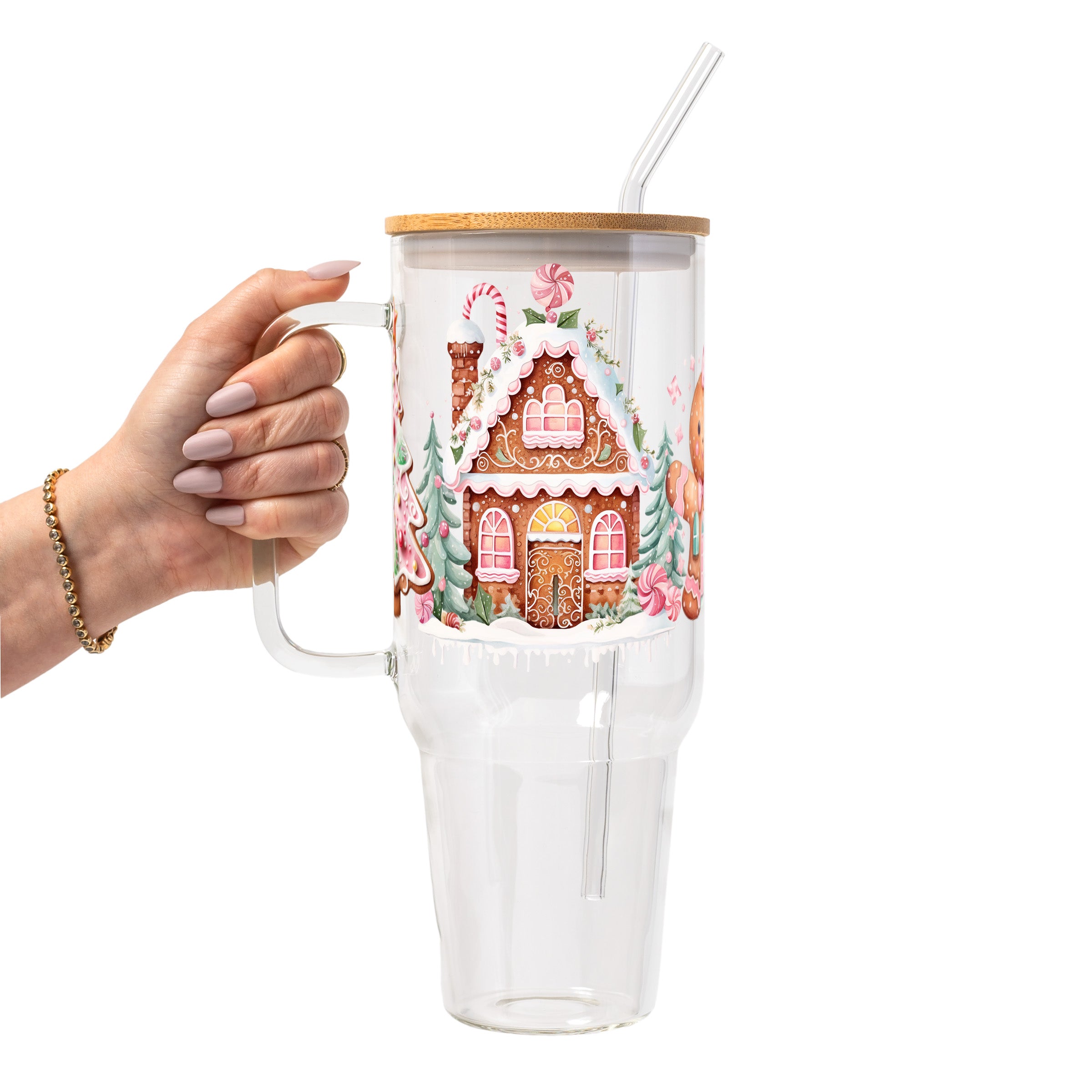 Cozy Christmas Vibes Glass Cup, Mug & Tumbler with Lid and Straw