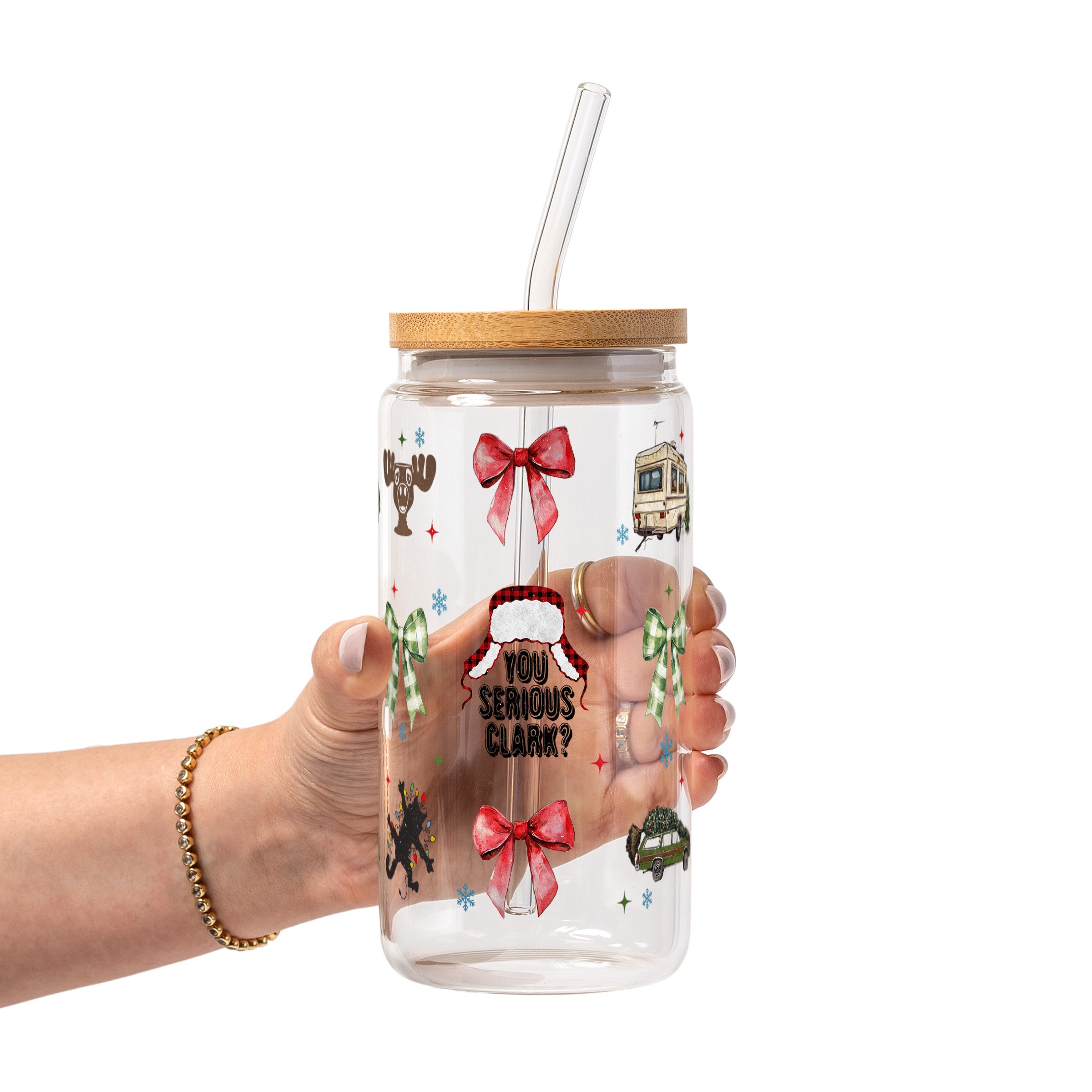 Cozy Christmas Vibes Glass Cup, Mug & Tumbler with Lid and Straw