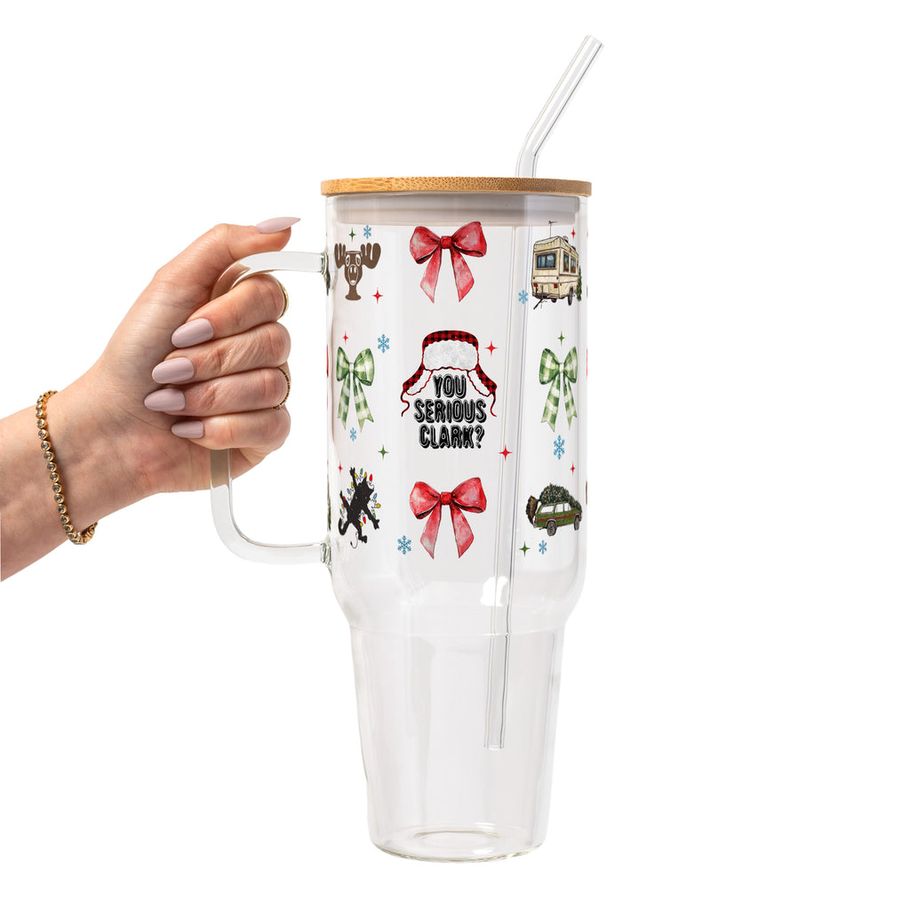 Cozy Christmas Vibes Glass Cup, Mug & Tumbler with Lid and Straw