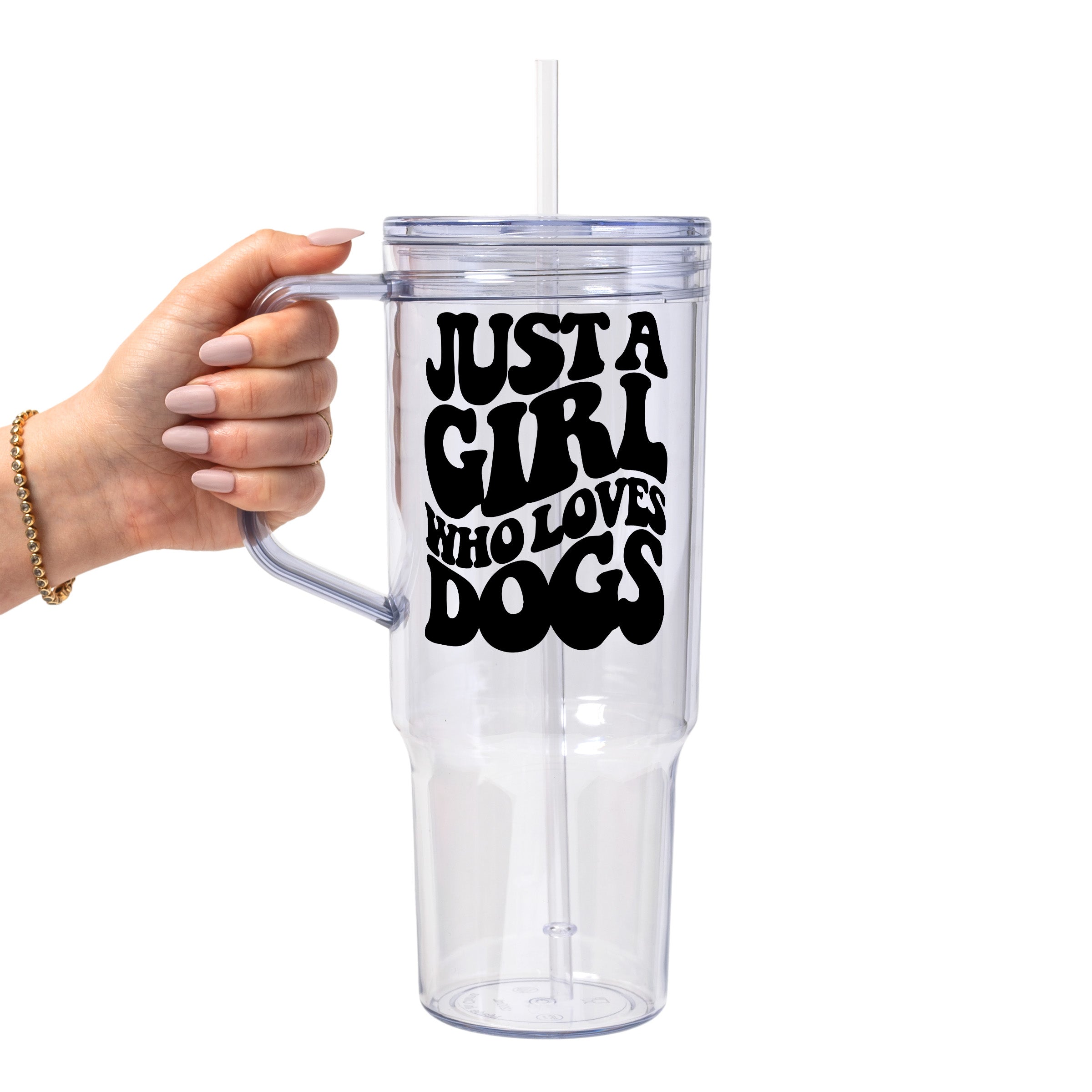 Just a Girl Who Loves Dogs Glass Cup, Mug & Tumbler with Lid and Straw