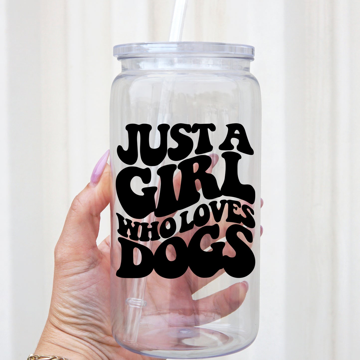 Dog Mom 16oz Acrylic Plastic Cup with Clear Lid