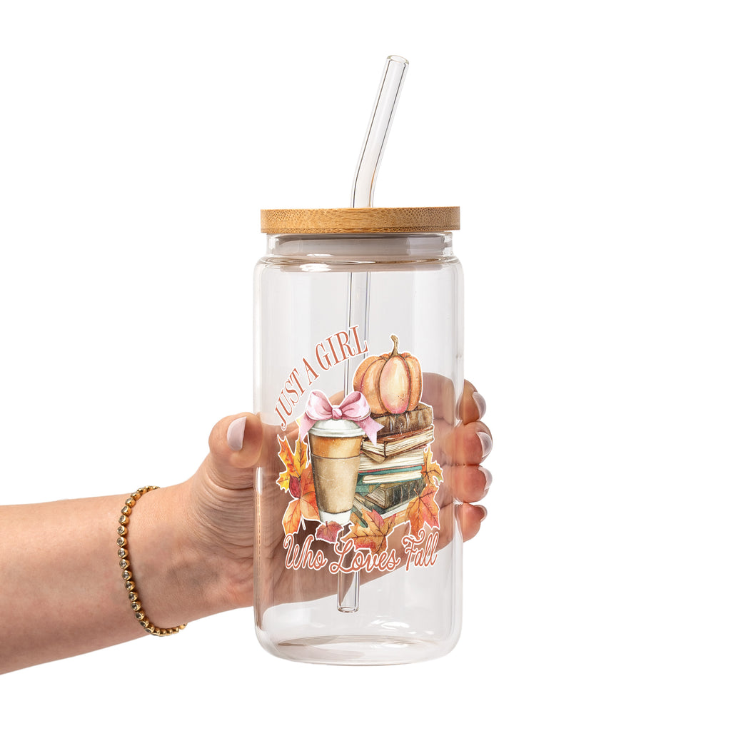 Pumpkin Spice Fall Glass Cup, Mug & Tumbler with Lid and Straw