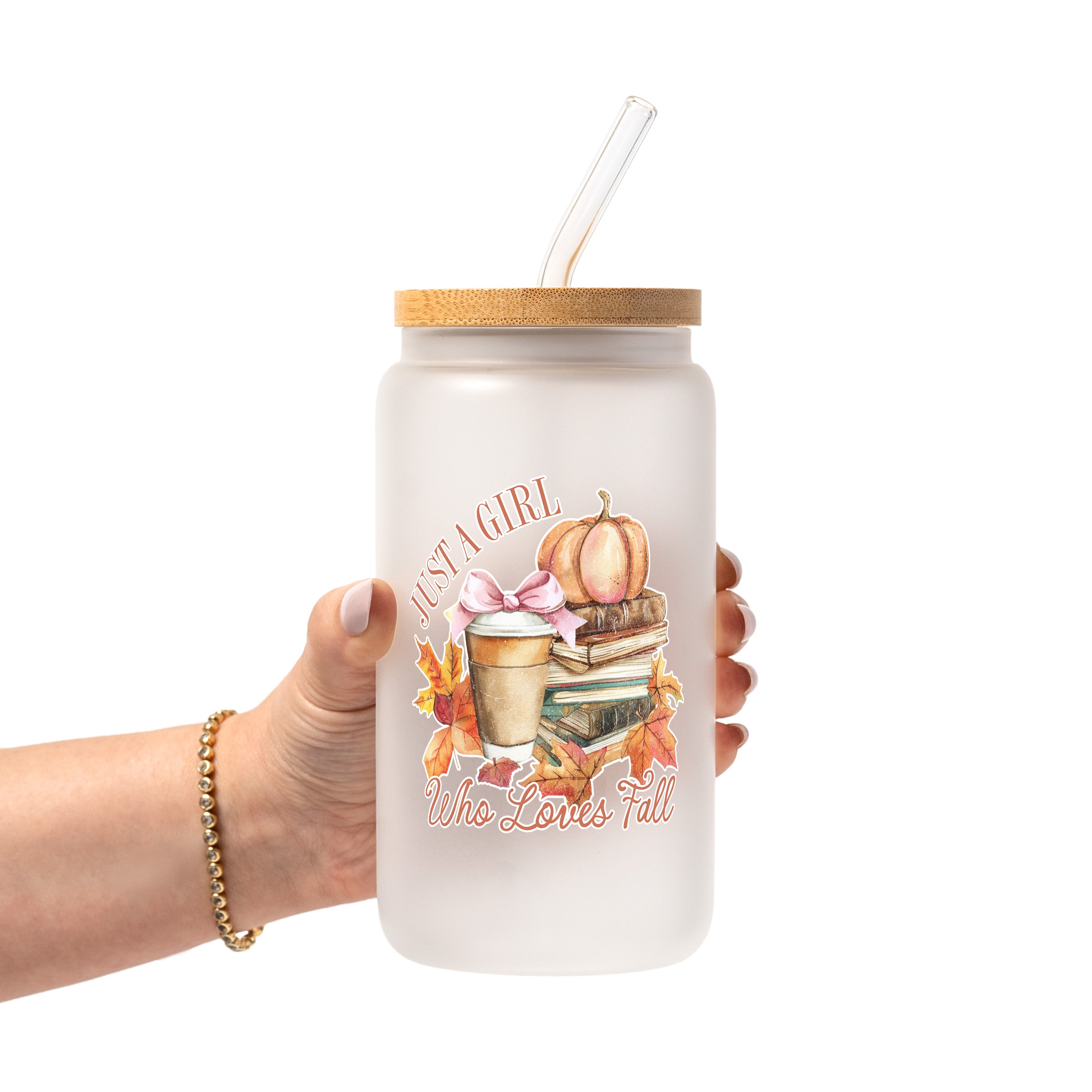 Pumpkin Spice Fall Glass Cup, Mug & Tumbler with Lid and Straw