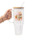 Pumpkin Spice Fall Glass Cup, Mug & Tumbler with Lid and Straw