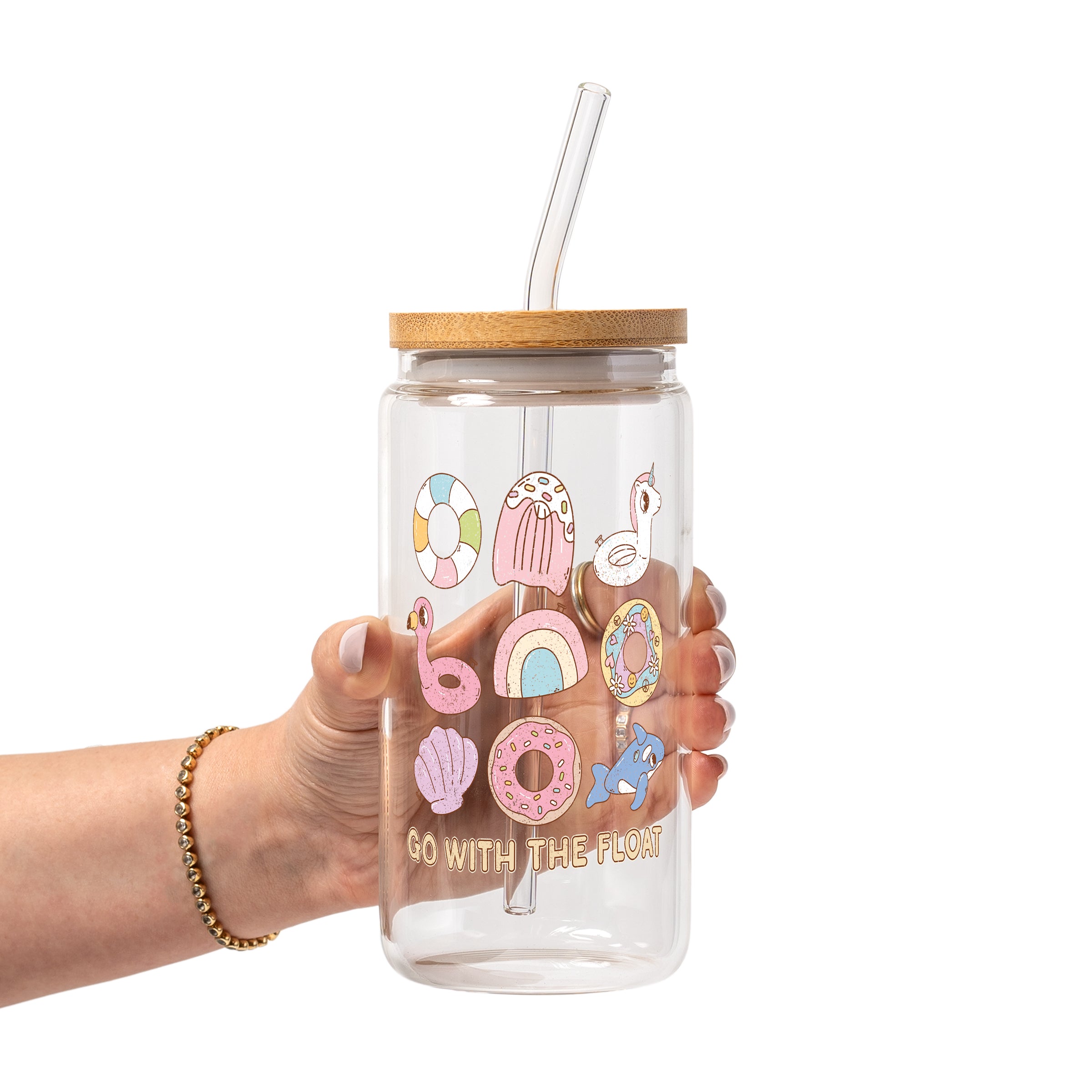 Go With the Float Glass Cup, Mug & Tumbler with Lid and Straw