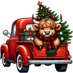 Highland Cow Christmas Truck Glass Cup, Mug & Tumbler with Lid and Straw