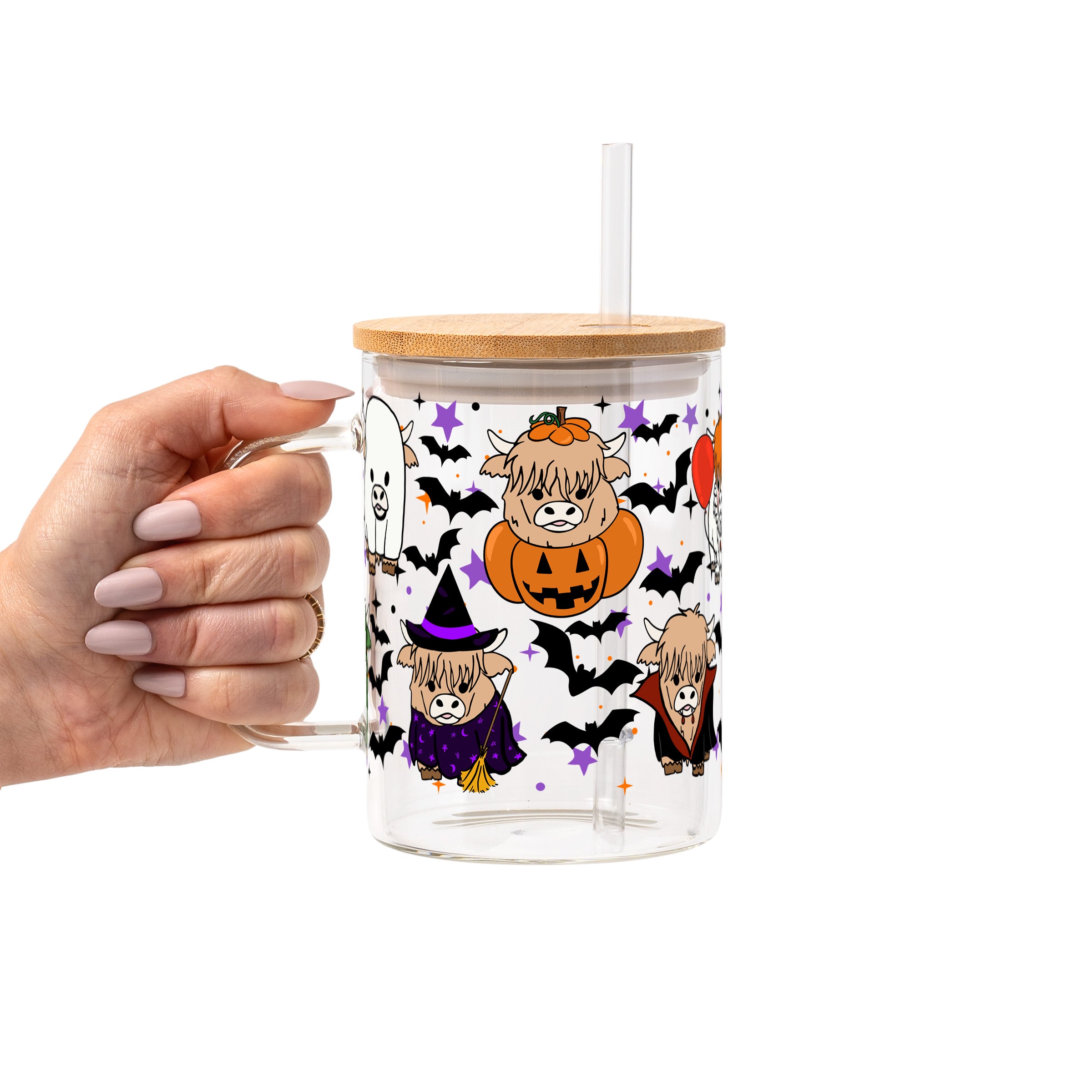 Highland Horror Glass Cup, Mug & Tumbler with Lid and Straw