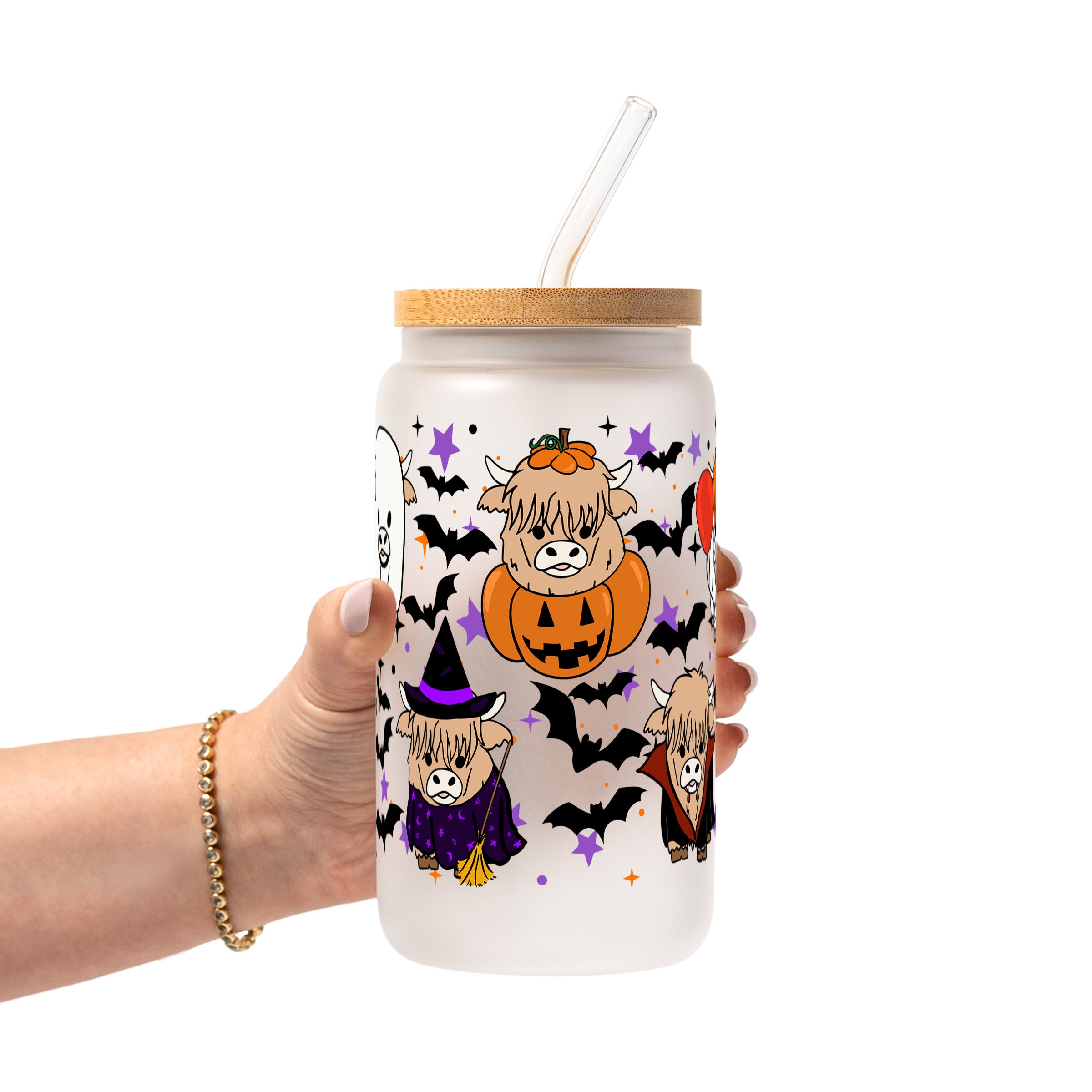 Highland Horror Glass Cup, Mug & Tumbler with Lid and Straw