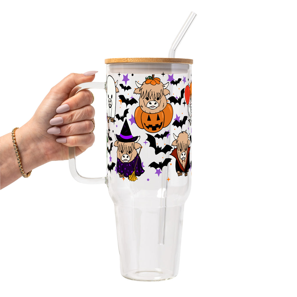 Highland Horror Glass Cup, Mug & Tumbler with Lid and Straw
