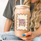 Iced Coffee Girly 16oz Glass Can Cup With Lid and Straw