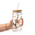 Daisy Ladybug Floral Glass Cup, Mug & Tumbler with Lid and Straw