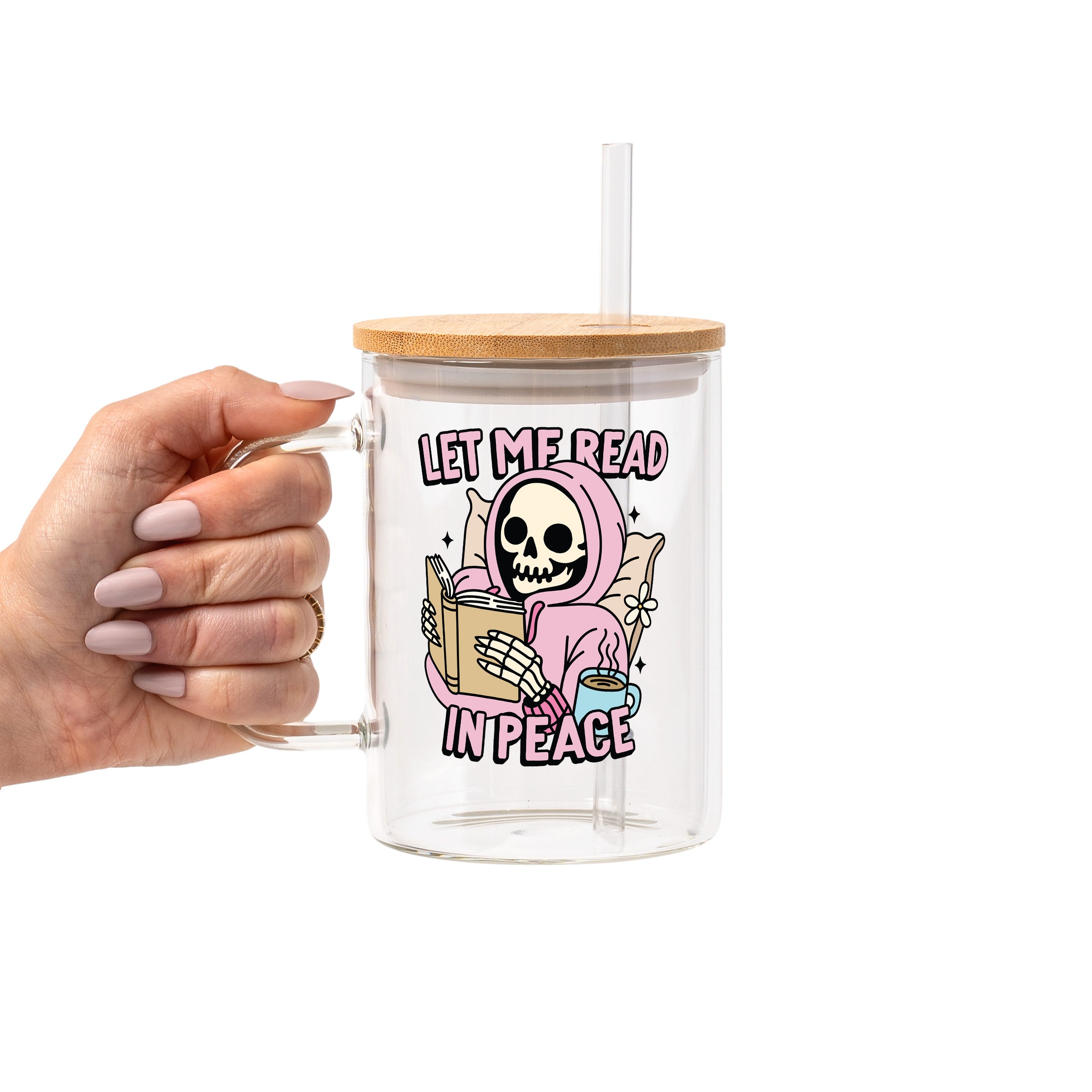 Bookish Reader Glass Cup, Mug & Tumbler with Lid and Straw