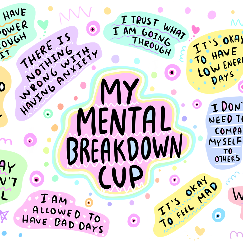 My Mental Breakdown Glass Cup, Mug & Tumbler with Lid and Straw