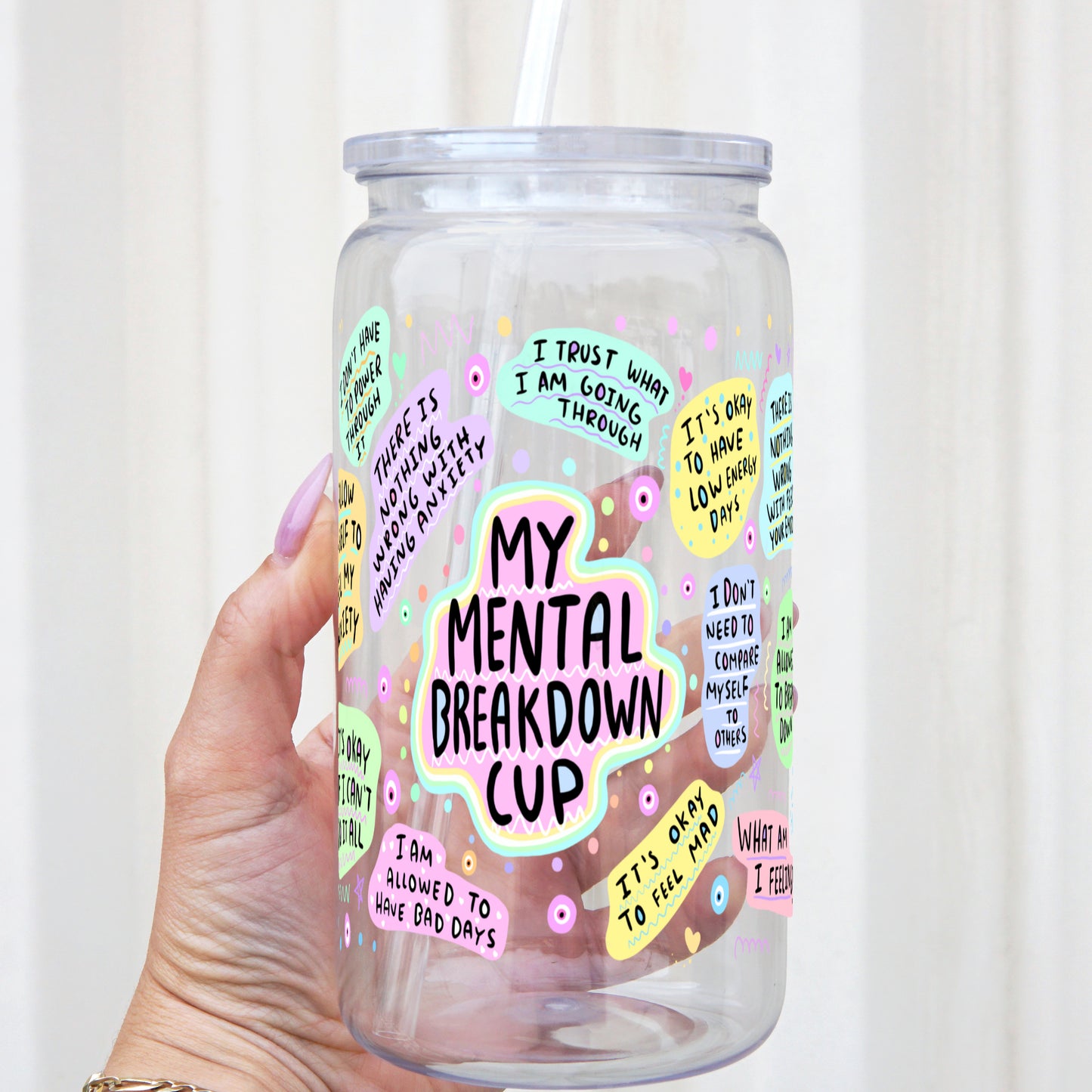 My Mental Breakdown 16oz Acrylic Plastic Cup with Clear Lid