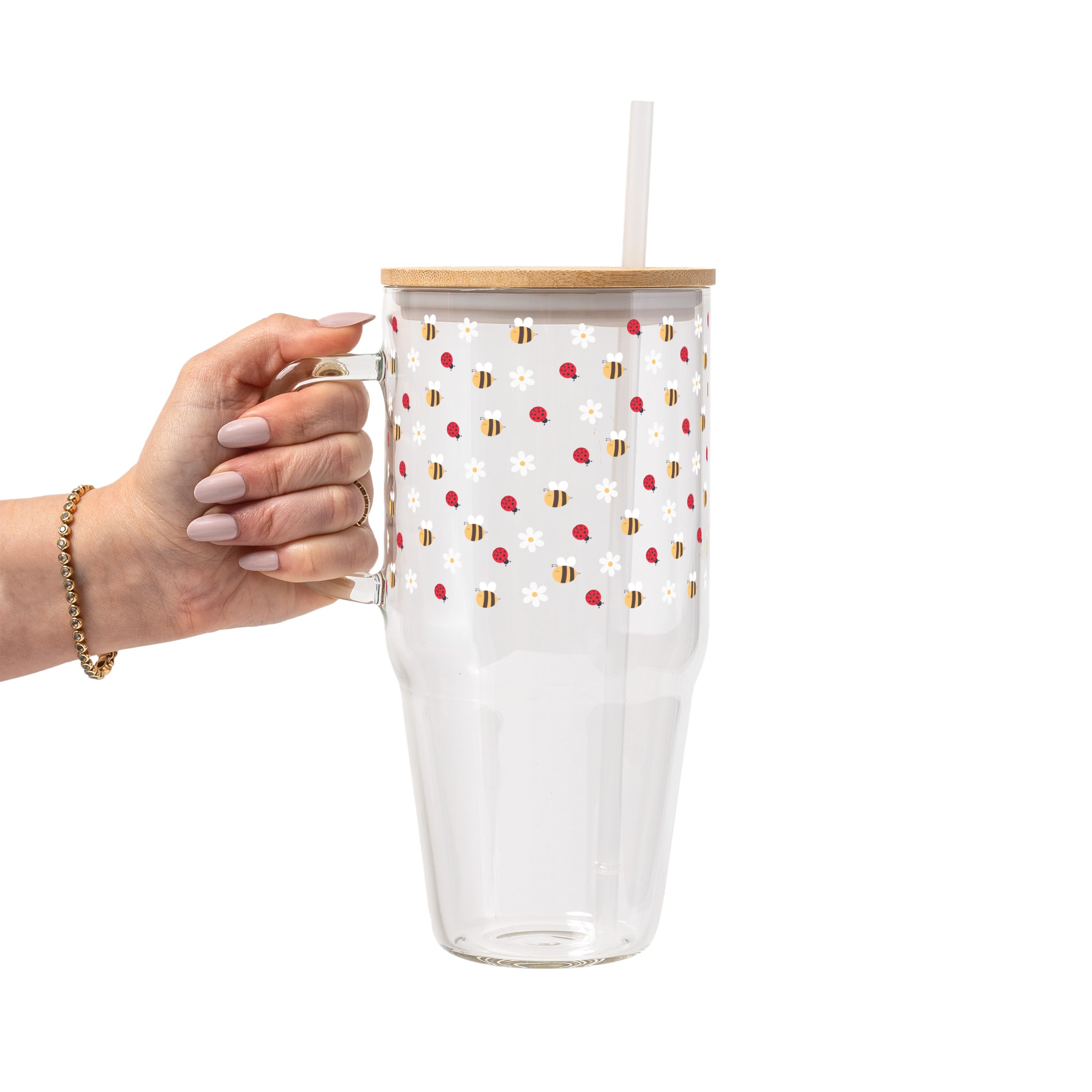 Spring 2025 Aesthetic Glass Cup, Mug & Tumbler with Lid and Straw