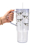 Cow Print Glass Cup, Mug & Tumbler with Lid and Straw