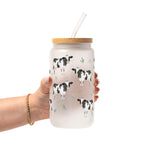 Cow Print Glass Cup, Mug & Tumbler with Lid and Straw