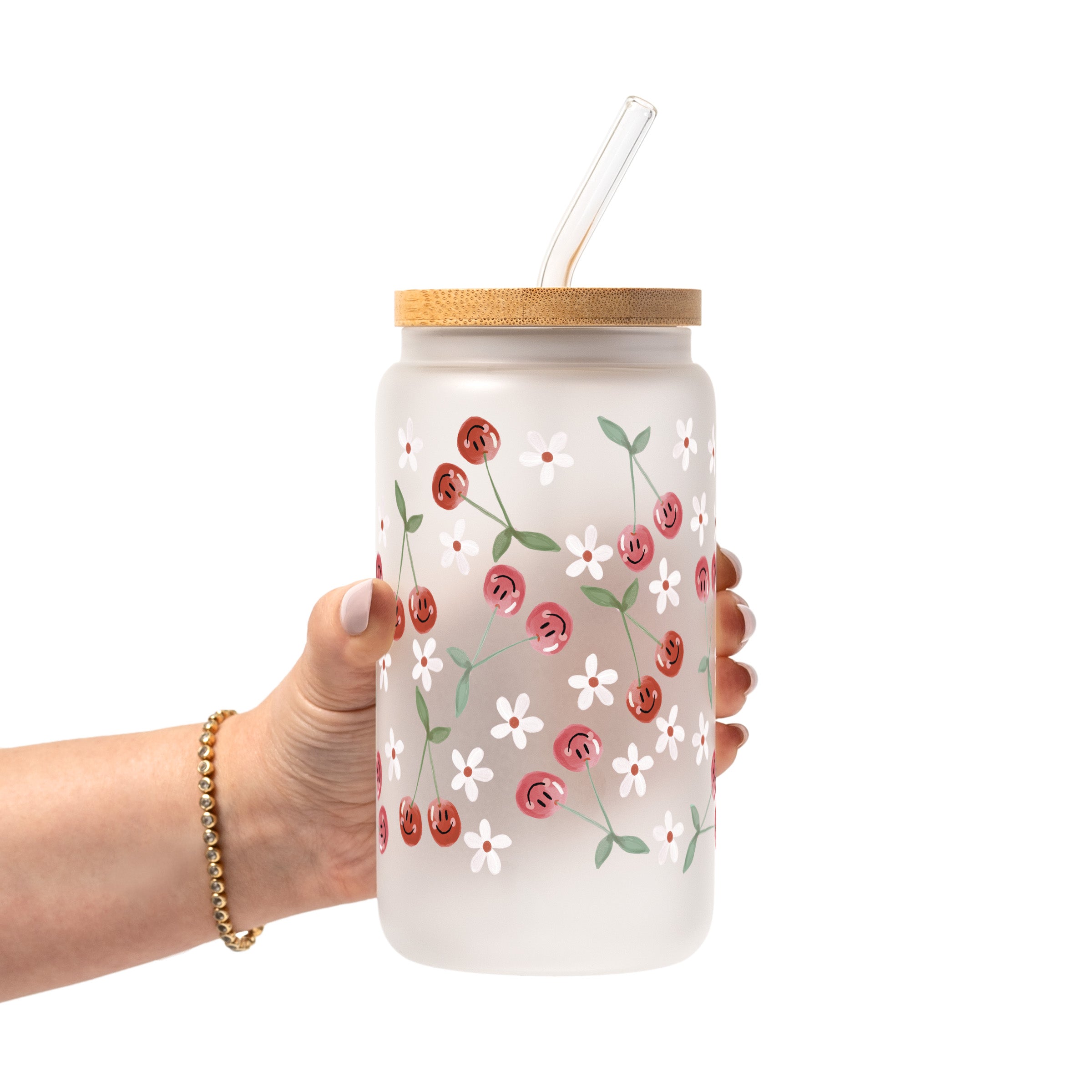 Spring 2025 Aesthetic Glass Cup, Mug & Tumbler with Lid and Straw