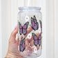 Purple Butterflies 16oz Acrylic Plastic Cup with Clear Lid