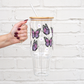 Purple Monarch Butterfly 40oz Glass Tumbler With Lid and Straw