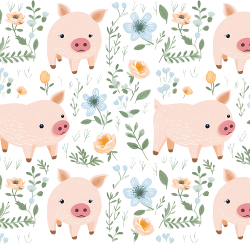 Piggies and Posies Glass Cup, Mug & Tumbler with Lid and Straw