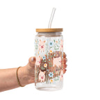 Piggies and Posies Glass Cup, Mug & Tumbler with Lid and Straw