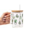 Botanical Greenery Plant Lover Glass Cup, Mug & Tumbler with Lid and Straw