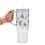 Botanical Greenery Plant Lover Glass Cup, Mug & Tumbler with Lid and Straw