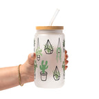 Botanical Greenery Plant Lover Glass Cup, Mug & Tumbler with Lid and Straw