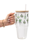 Botanical Greenery Plant Lover Glass Cup, Mug & Tumbler with Lid and Straw