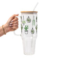 Botanical Greenery Plant Lover Glass Cup, Mug & Tumbler with Lid and Straw