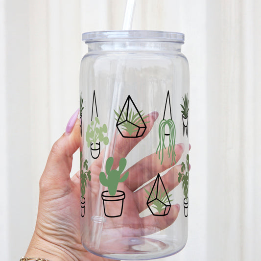 Plants 16oz Acrylic Plastic Cup with Clear Lid