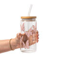 Pink Butterfly Glass Cup, Mug & Tumbler with Lid and Straw