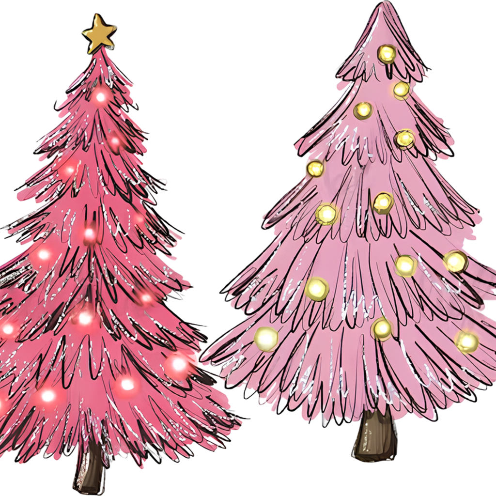 Pink Christmas Trees Glass Cup, Mug & Tumbler with Lid and Straw