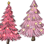 Pink Christmas Trees Glass Cup, Mug & Tumbler with Lid and Straw