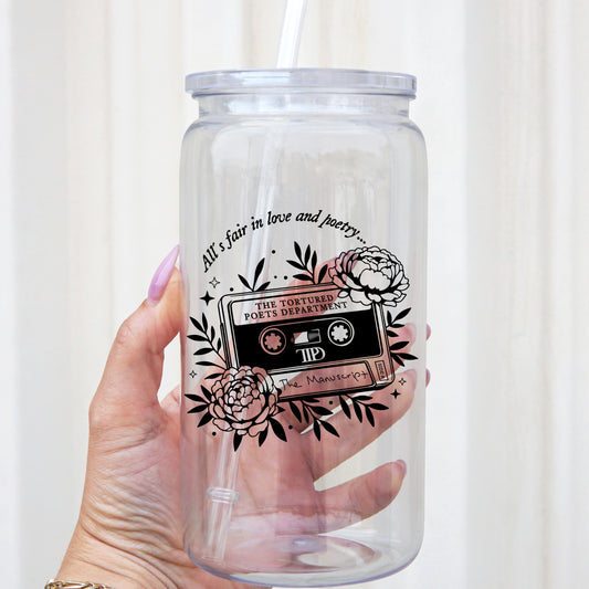 Poets Department 16oz Acrylic Plastic Cup with Clear Lid