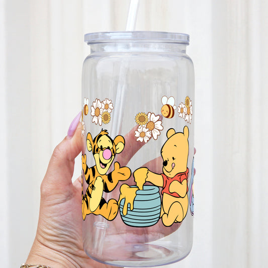 Winnie the Pooh Kids 16oz Acrylic Plastic Cup with Clear Lid