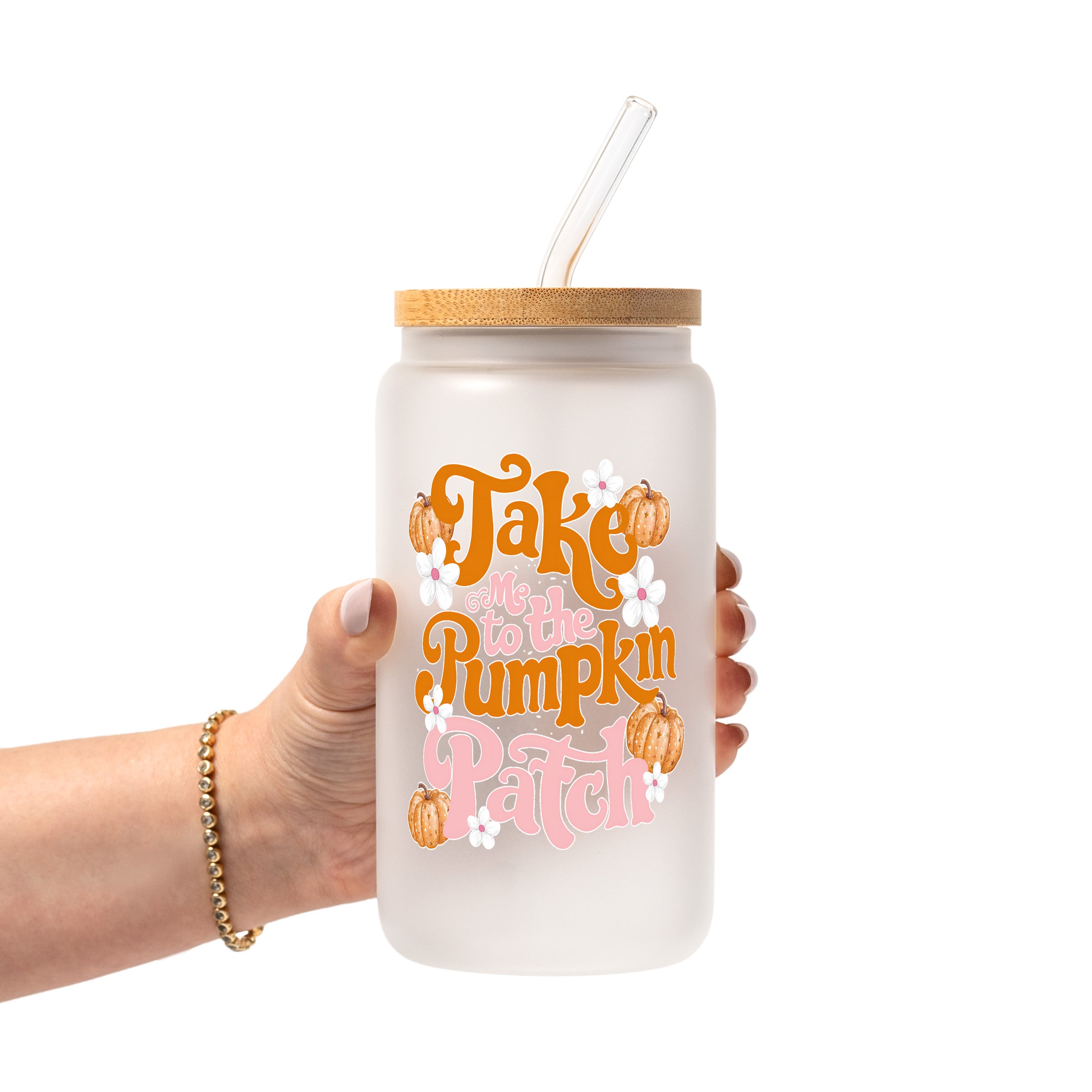 Pumpkin Spice Fall Glass Cup, Mug & Tumbler with Lid and Straw