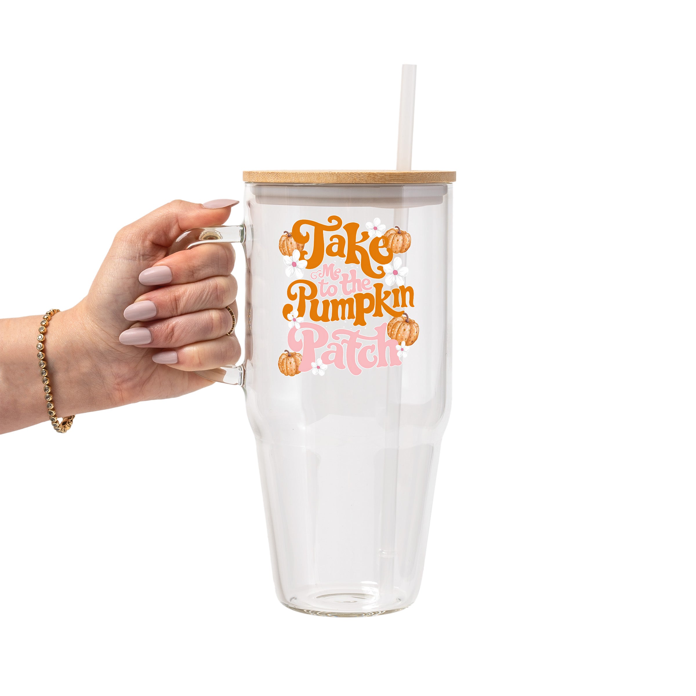 Pumpkin Spice Fall Glass Cup, Mug & Tumbler with Lid and Straw